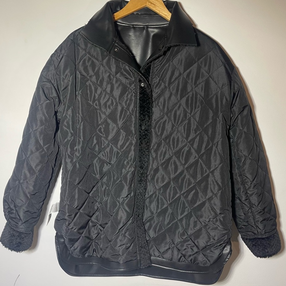 Forever 21 Black Faux Quilted Leather Jacket - Picture 3 of 4